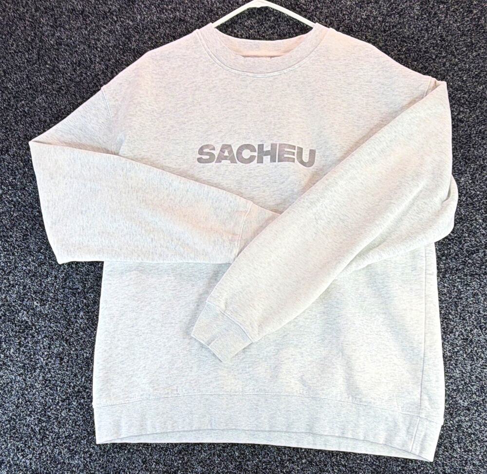 AS Colour Men's Gray Relaxed Crewneck Fleece Sweatshirt Logo Graphic Print XL